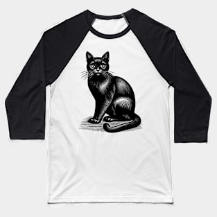 Black cat Baseball T-Shirt